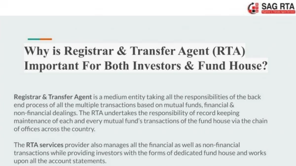Registrar and Transfer Agent Important For Both Investors & Fund House