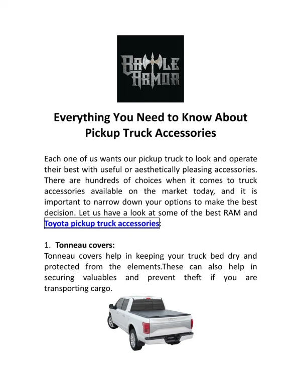Everything You Need to Know About Pickup Truck Accessories