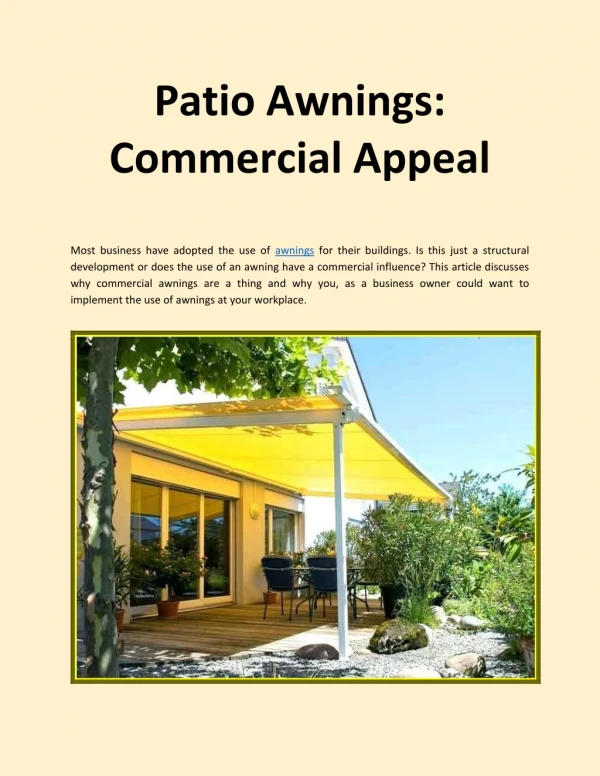Patio Awnings: Commercial Appeal