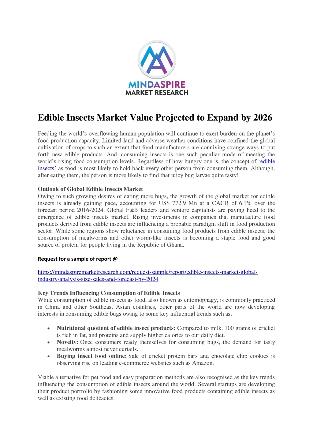 edible insects market value projected to expand