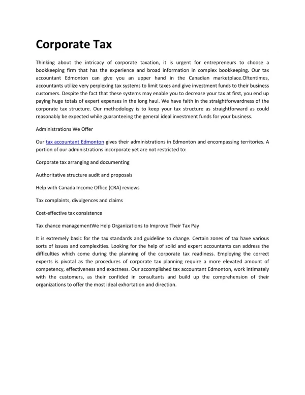 Tax consultancy services Edmonton