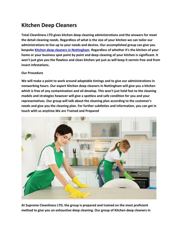 Kitchen Deep Cleaners in Nottingham