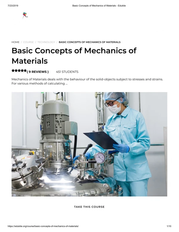 Basic Concepts of Mechanics of Materials - Edukite