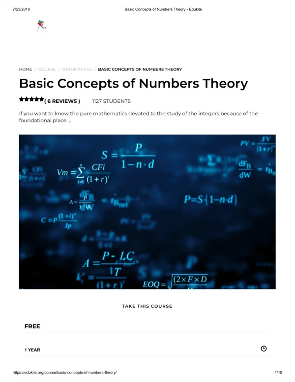 Basic Concepts of Numbers Theory - Edukite