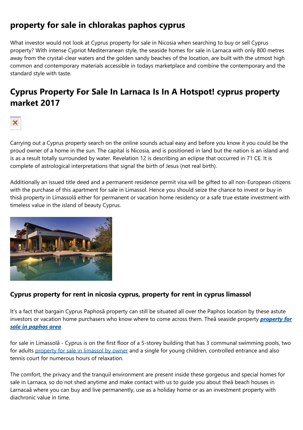 property for sale in chlorakas paphos cyprus