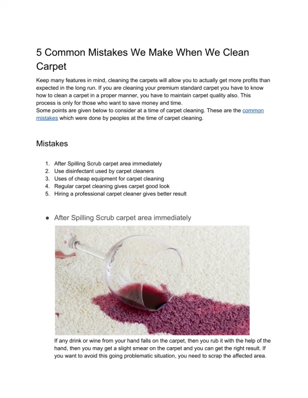 5 Common Mistakes We Make When We Clean Carpet