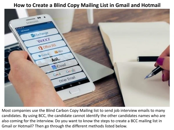 How to Create a Blind Copy Mailing List in Gmail and Hotmail