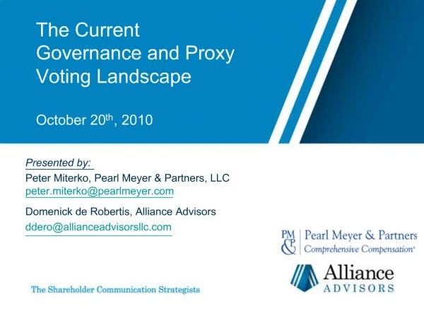 The Current Governance and Proxy Voting Landscape