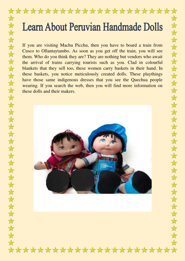 Learn About Peruvian Handmade Dolls