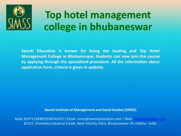 Top Hotel Management College in Odisha