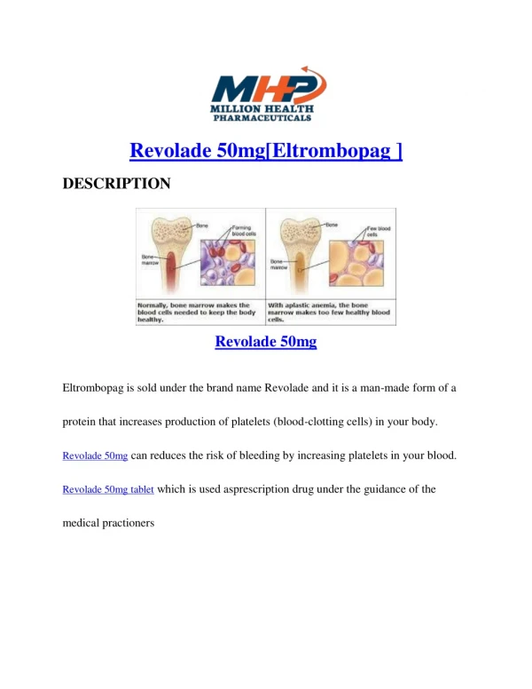 Revolade 50mg tablets |Eltrombopag | MHP