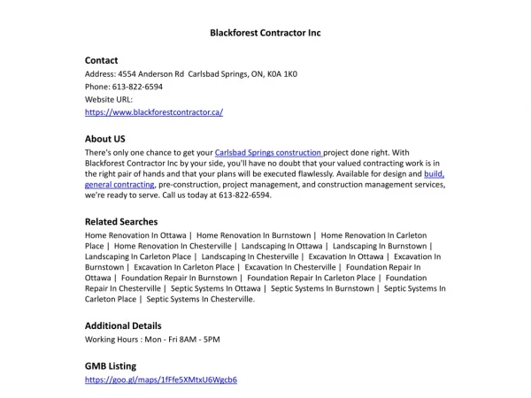 Blackforest Contractor Inc