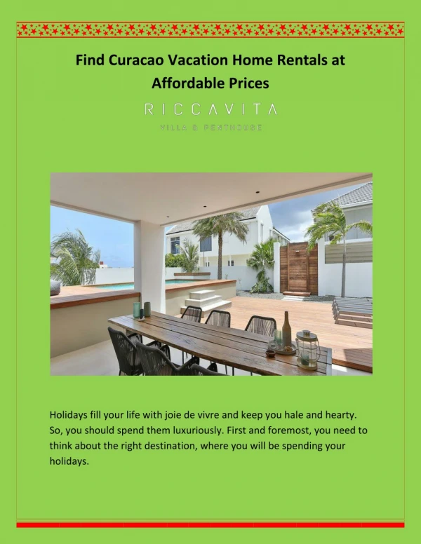 Find Curacao Vacation Home Rentals at Affordable Prices