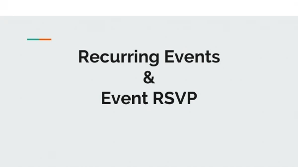 Recurring Events &amp; Event RSVP