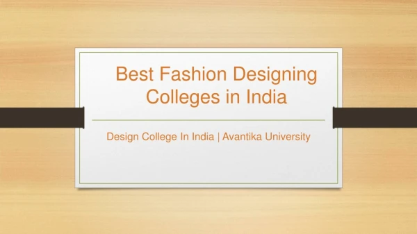 Best Fashion Designing Colleges in India - Avantika University