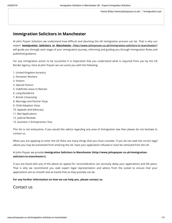 Immigration Solicitors in Manchester