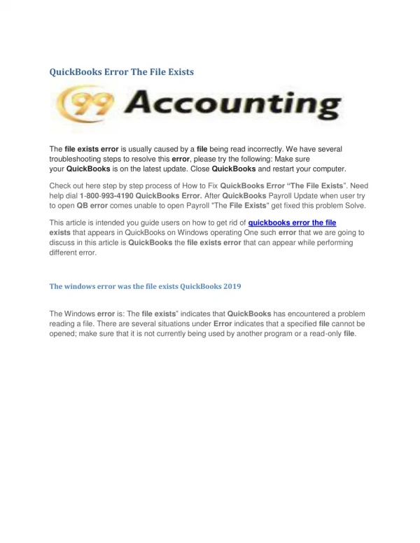 Quickbooks 1(800)993-4190 the file exists when printing
