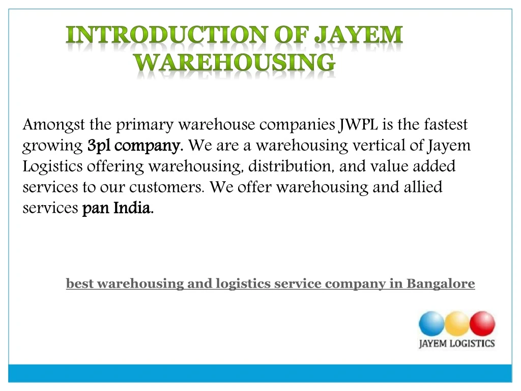 introduction of jayem warehousing