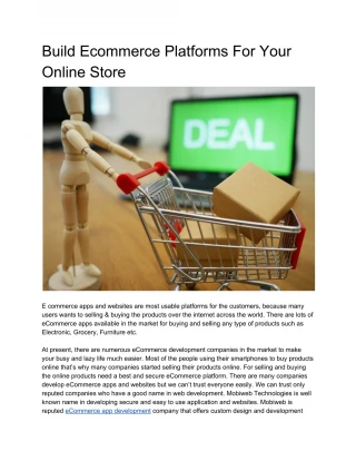 Build Ecommerce Platforms for your online store