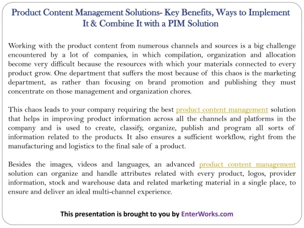 Product Content Management Solutions- Key Benefits, Ways to Implement It & Combine It with a PIM Solution