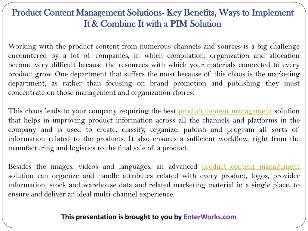 product content management solutions key benefits