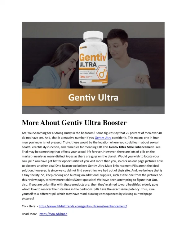 More About Gentiv Ultra Booster