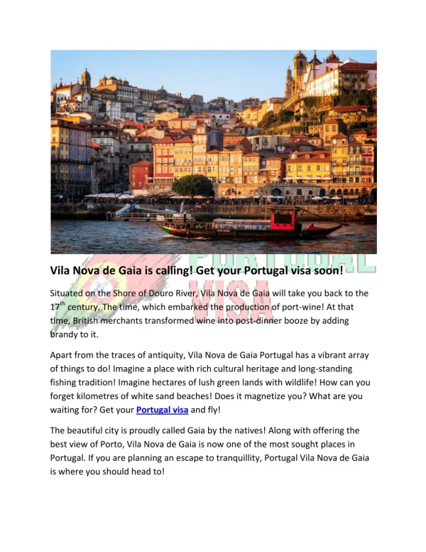 Vila Nova de Gaia is calling! Get your Portugal visa soon!