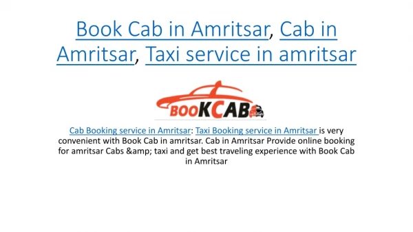 Cab in Amritsar | Taxi service in amritsar