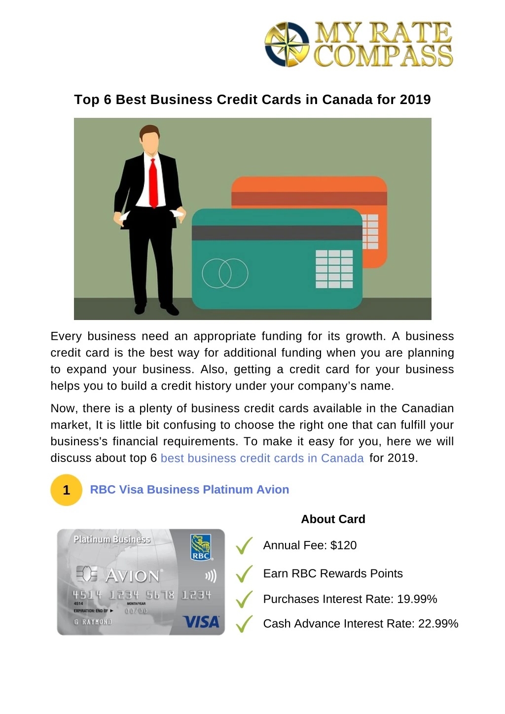 top 6 best business credit cards in canada