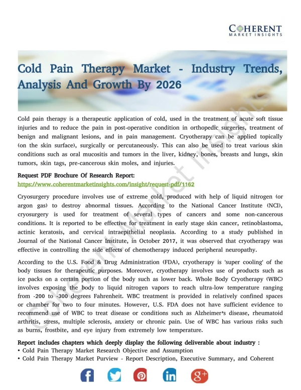 Cold Pain Therapy Market - Industry Trends, Analysis And Growth By 2026