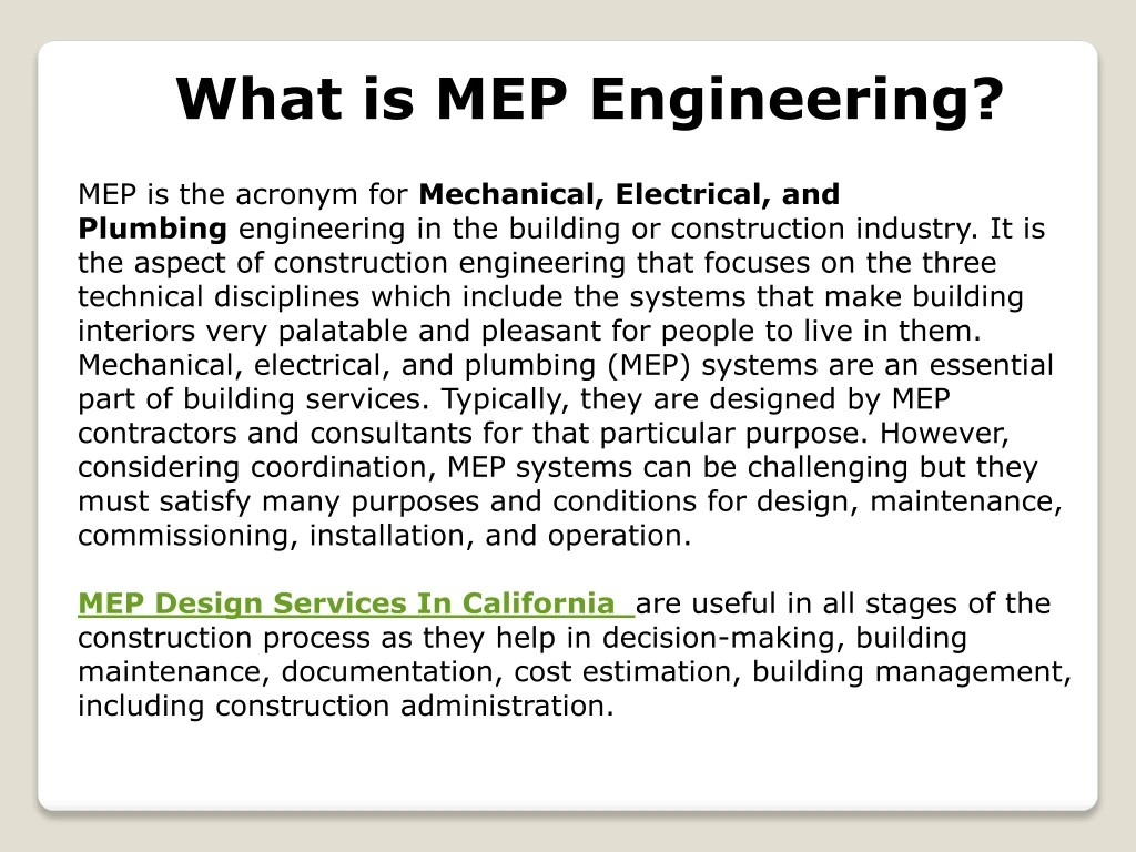 what is mep engineering