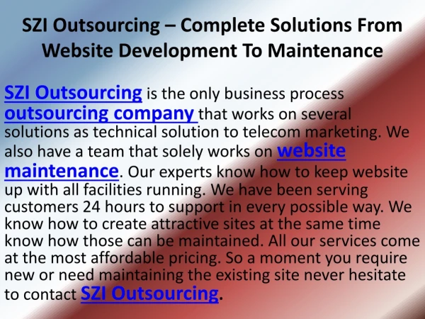 SZI Outsourcing – Creating And Maintaining Websites