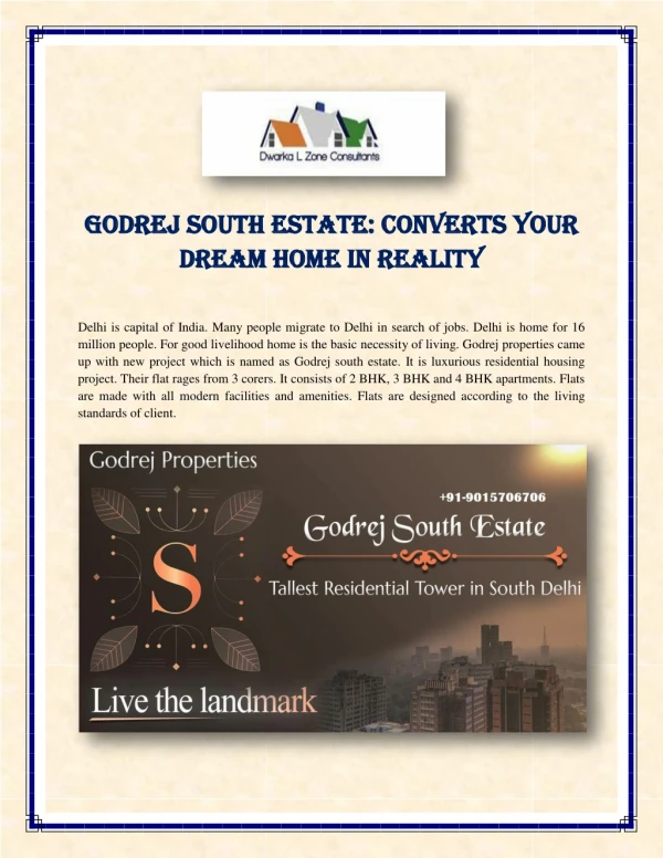 Godrej South Estate: Converts Your Dream Home in Reality