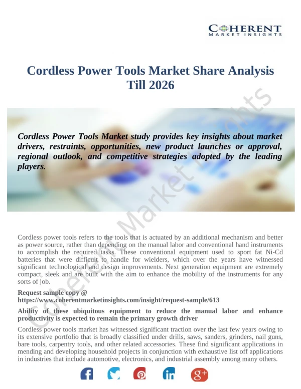 Cordless Power Tools Market Size, Share, Growth, Trends and Forecast to 2026