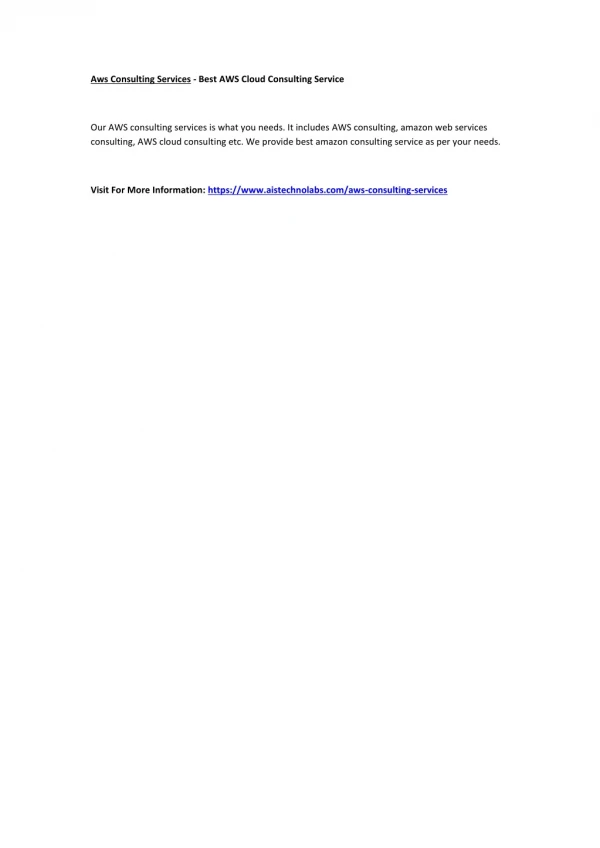 aws consulting services best aws cloud consulting