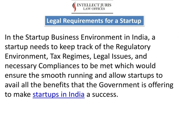 Legal Requirements for a Startup-Intellect juris