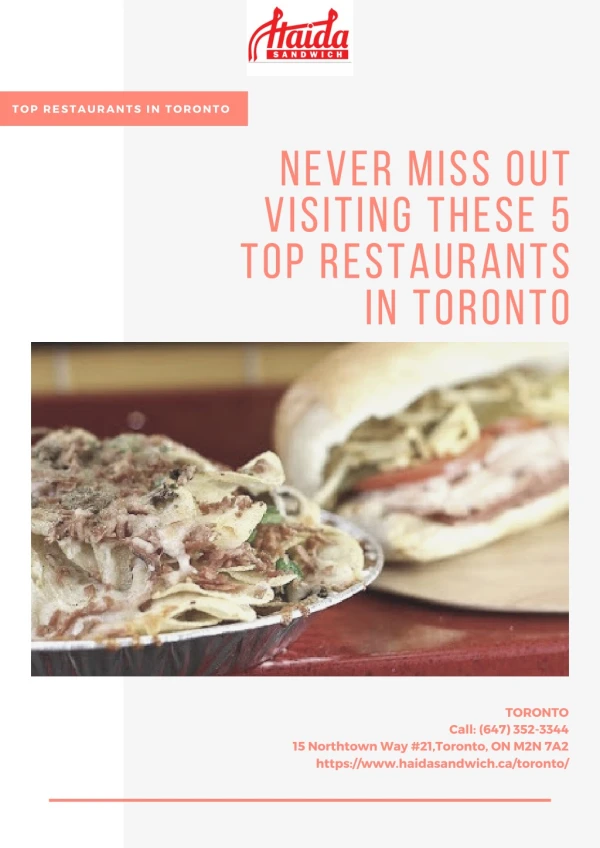 Never Miss Out Visiting These 5 Top Restaurants In Toronto