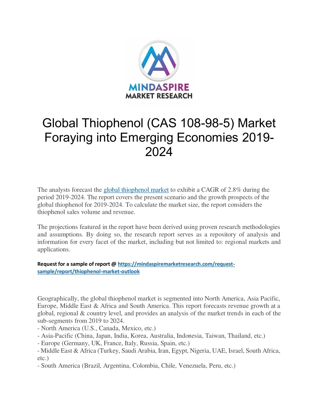 global thiophenol cas 108 98 5 market foraying