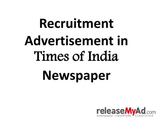 Book Recruitment Advertisement in Times of India Online