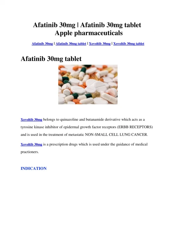 Afatinib 30mg | Afatinib 30mg tablet | Xovoltib | Apple pharmaceuticals