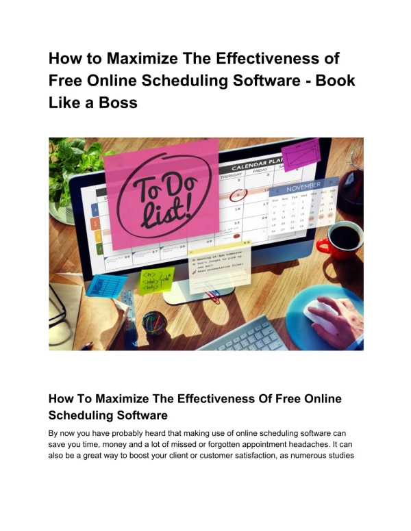 How To Maximize The Effectiveness Of Free Online Scheduling Software