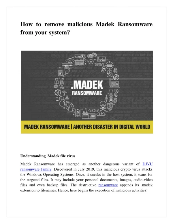 how to remove malicious madek ransomware from