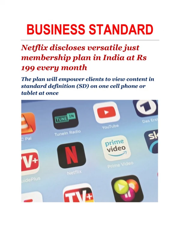 Netflix discloses versatile just membership plan in India at Rs 199 every month