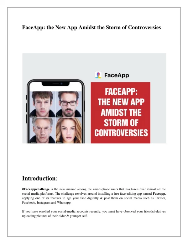 FaceApp: the New App Amidst the Storm of Controversies