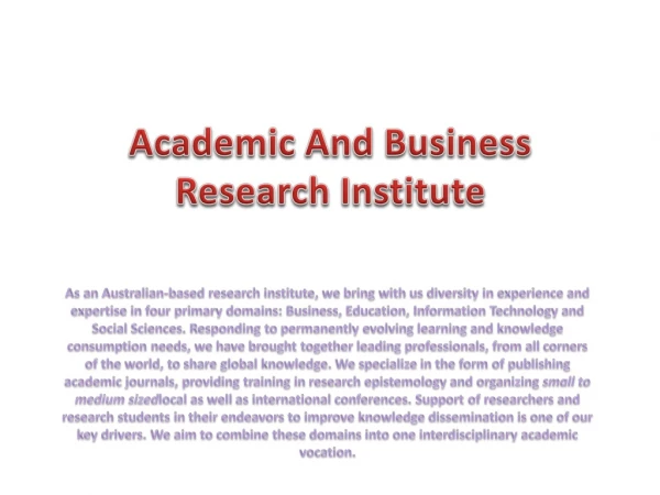 Academic And Business Research Institute-Apiar.org.au