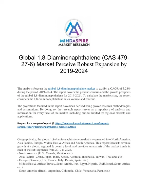 Global 1,8-Diaminonaphthalene (CAS 479-27-6) Market Perceive Robust Expansion by 2019-2024