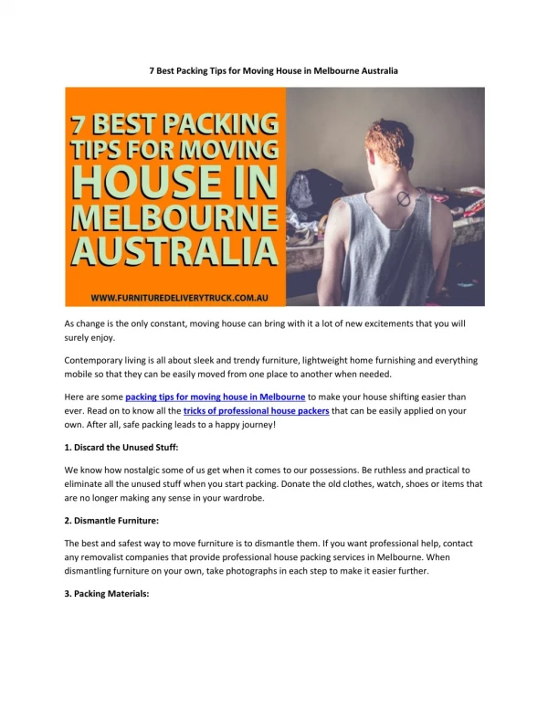 7 Best Packing Tips for Moving House in Melbourne Australia