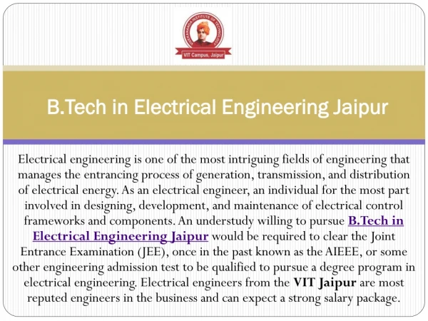 B.Tech in Electrical Engineering Jaipur