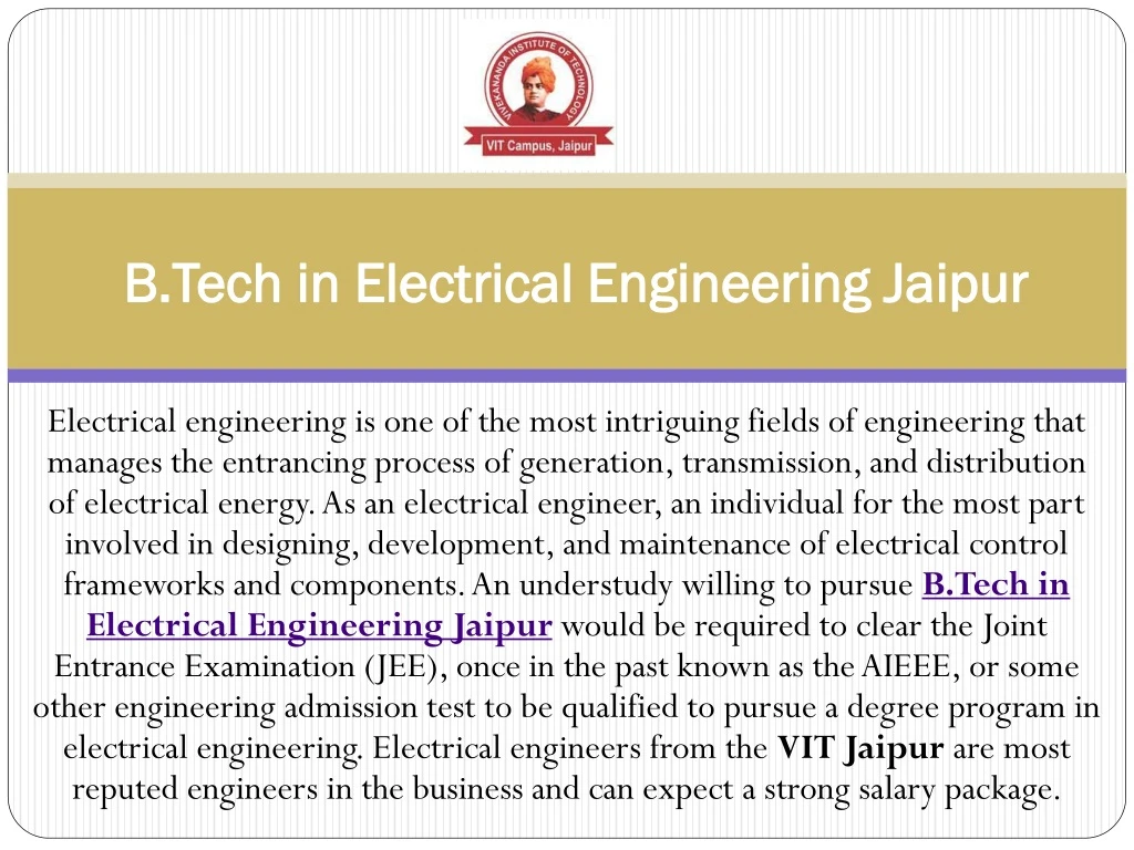 b tech in electrical engineering jaipur
