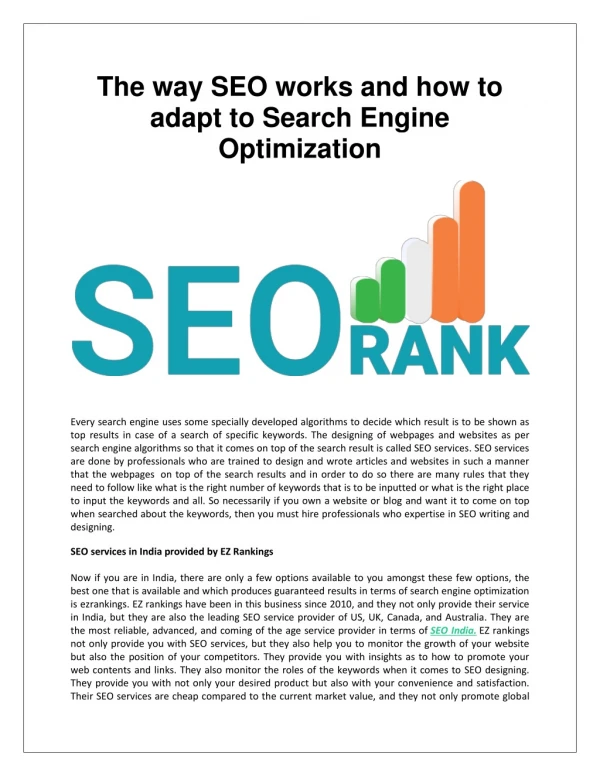 The way SEO works and how to adapt to Search Engine Optimization